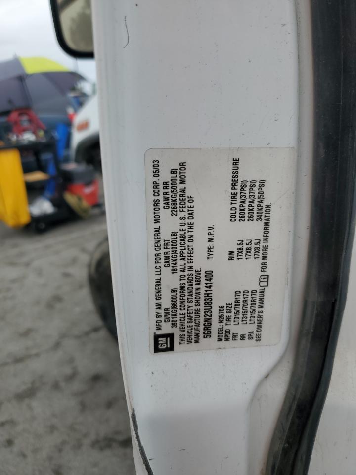 2003 Hummer H2 VIN: 5GRGN23U83H141400 Lot: 91735635