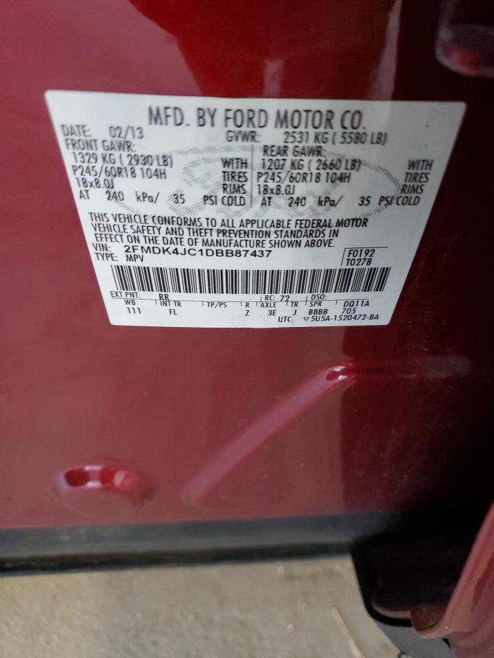 2013 Ford Edge Sel VIN: 2FMDK4JC1DBB87437 Lot: 92799345