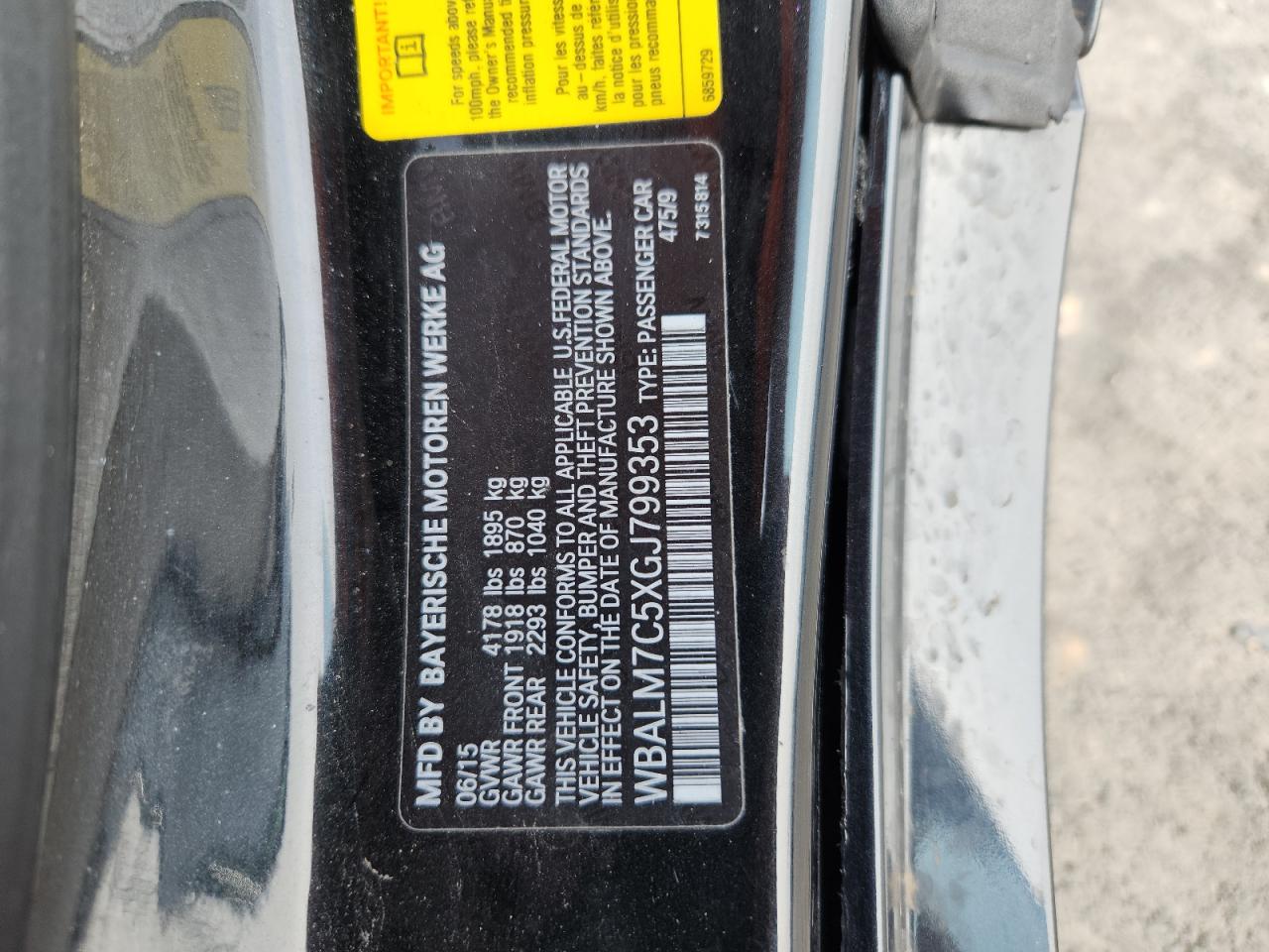 2016 BMW Z4 Sdrive35I VIN: WBALM7C5XGJ799353 Lot: 93237485