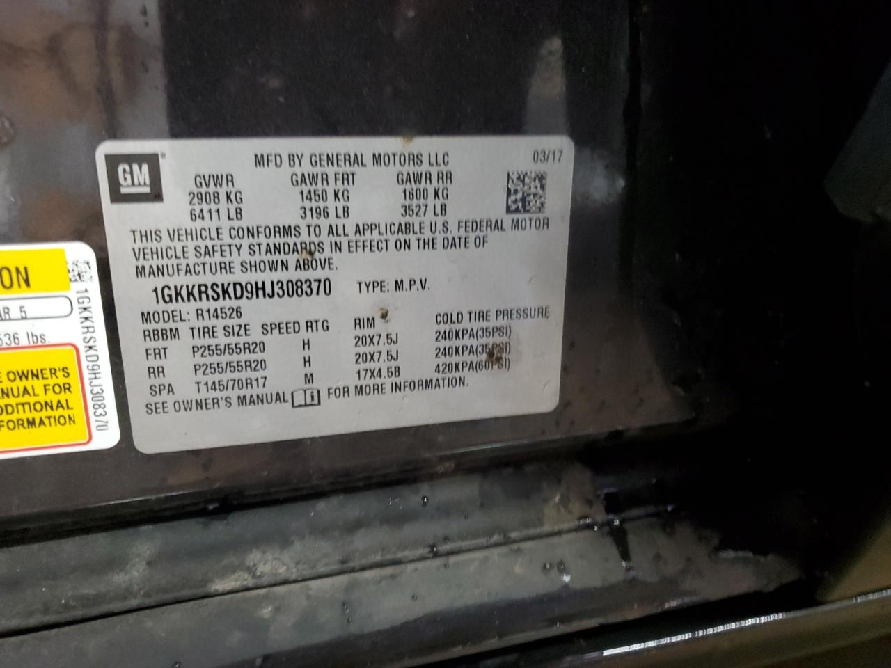 2017 GMC Acadia Limited Slt-2 VIN: 1GKKRSKD9HJ308370 Lot: 92898855