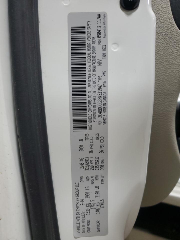 2015 Dodge Grand Caravan Sxt VIN: 2C4RDGCG3FR531947 Lot: 91940705