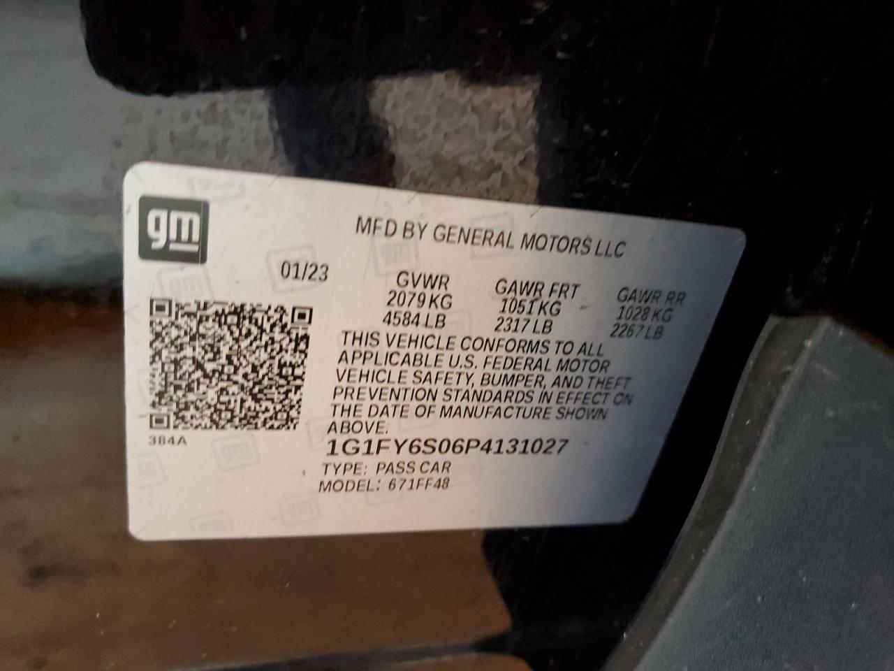 2023 Chevrolet Bolt Euv Lt VIN: 1G1FY6S06P4131027 Lot: 91700315