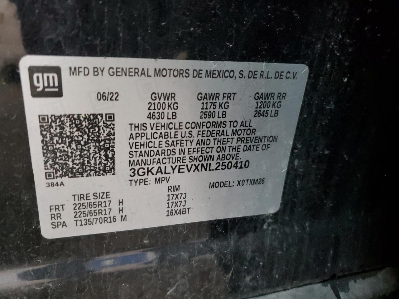 2022 GMC Terrain At4 VIN: 3GKALYEVXNL250410 Lot: 91607065