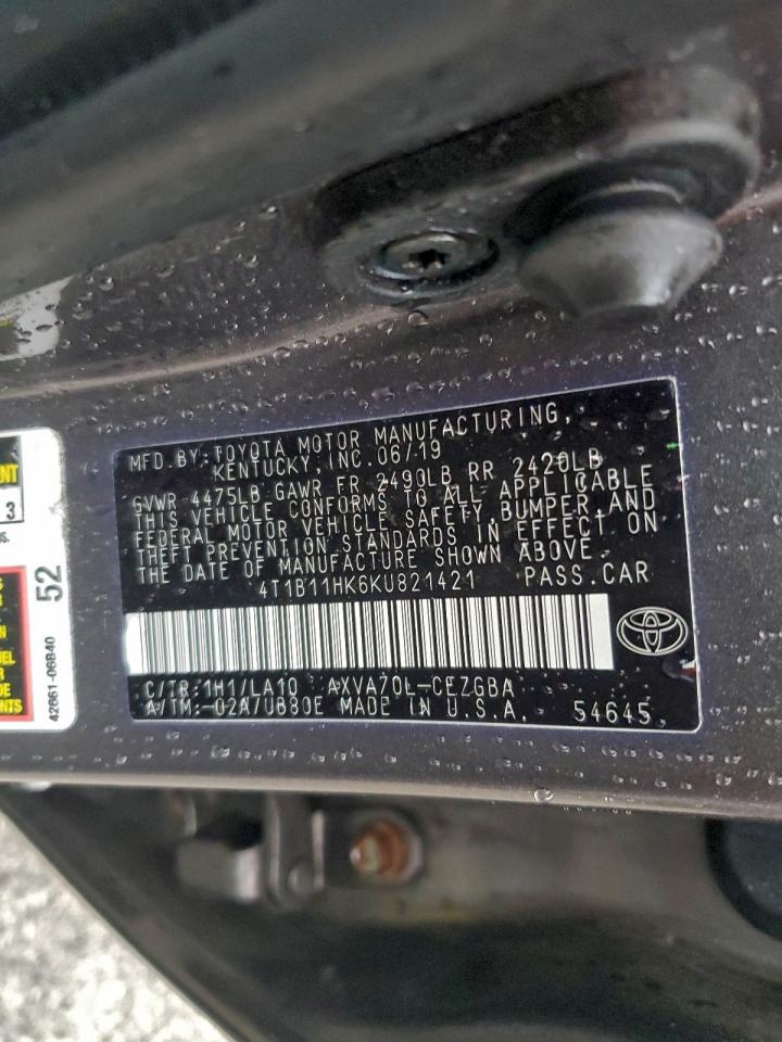 2019 Toyota Camry L VIN: 4T1B11HK6KU821421 Lot: 94133725
