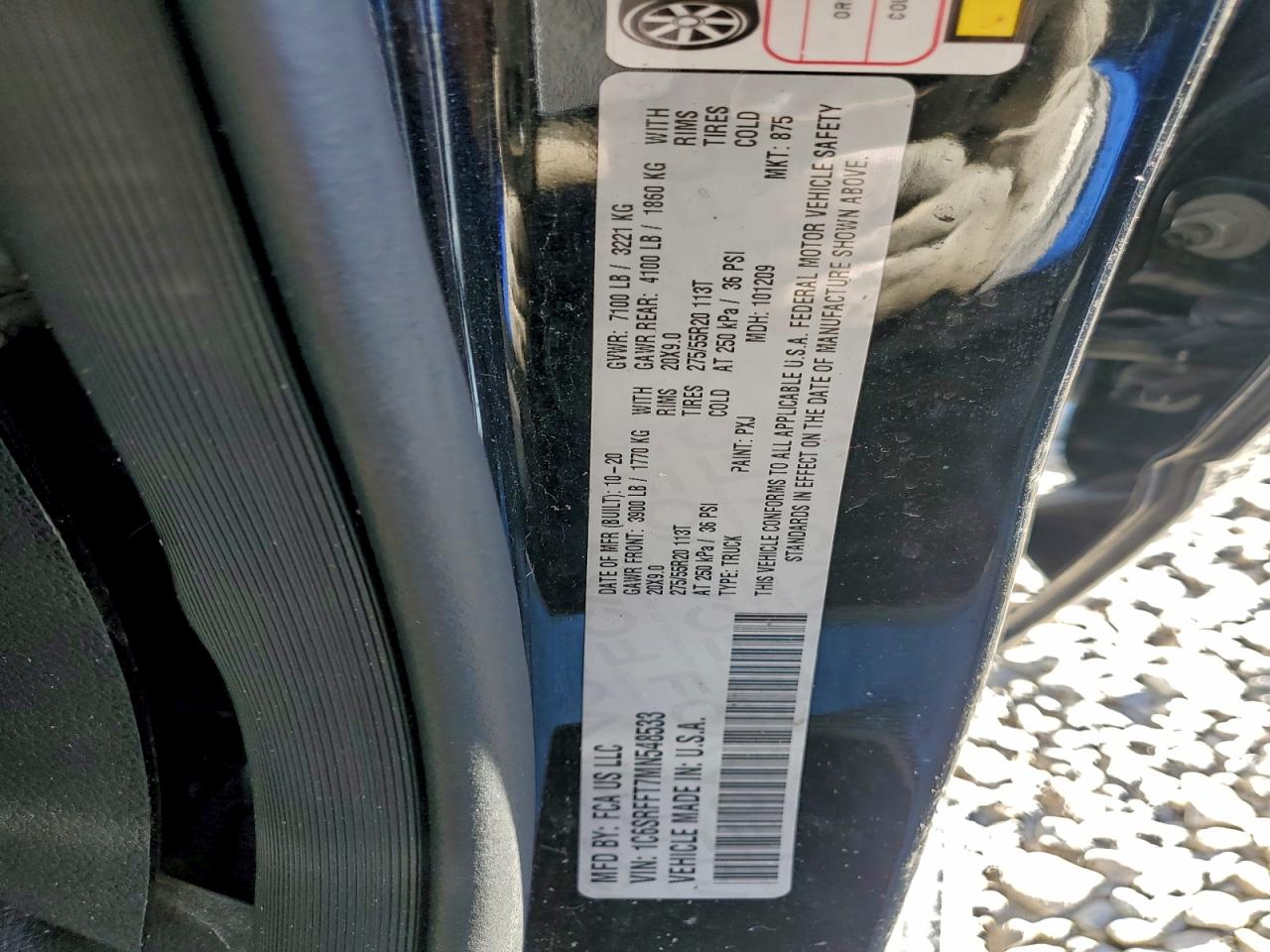 2021 Ram 1500 Big Horn/Lone Star VIN: 1C6SRFFT7MN548533 Lot: 94288935