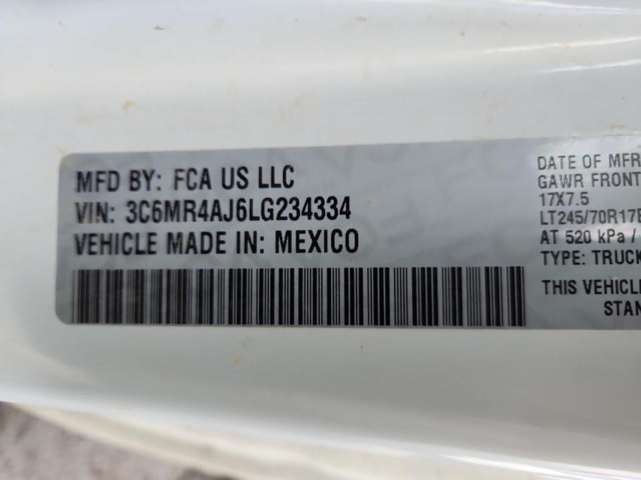 2020 Ram 2500 Utility / Service Truck VIN: 3C6MR4AJ6LG234334 Lot: 90450915