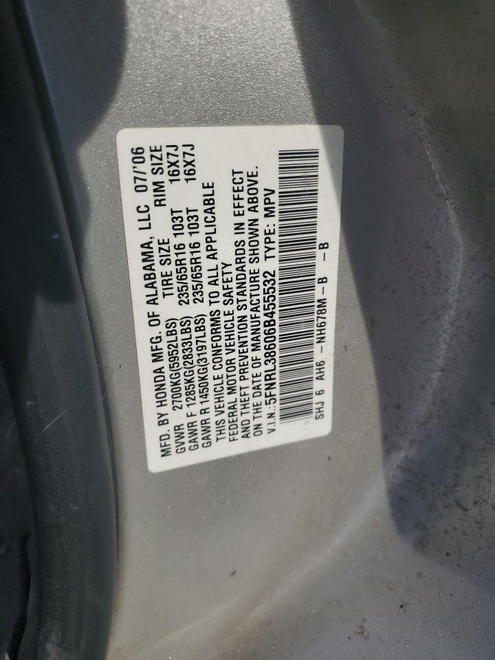 2006 Honda Odyssey Exl VIN: 5FNRL38606B455532 Lot: 93303515
