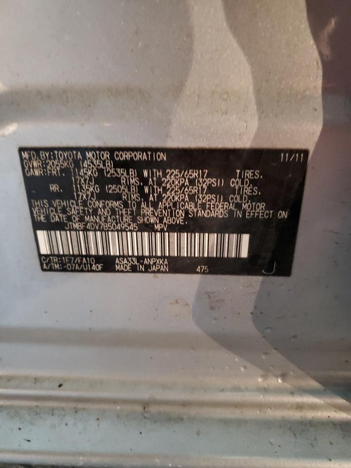2011 Toyota Rav4 VIN: JTMBF4DV7B5049545 Lot: 91733685