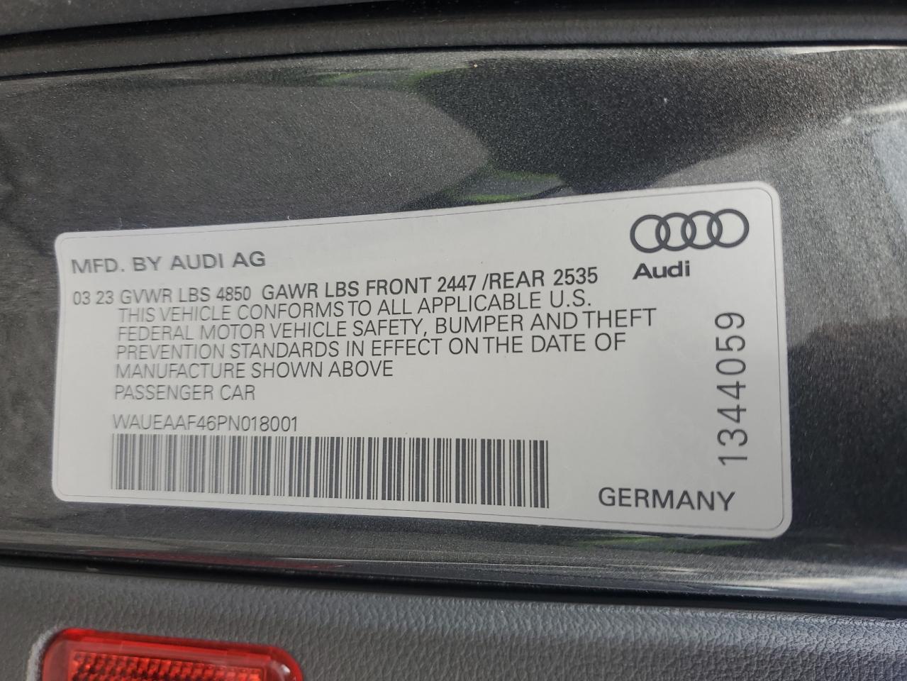 2023 Audi A4 Premium Plus 45 VIN: WAUEAAF46PN018001 Lot: 92953645