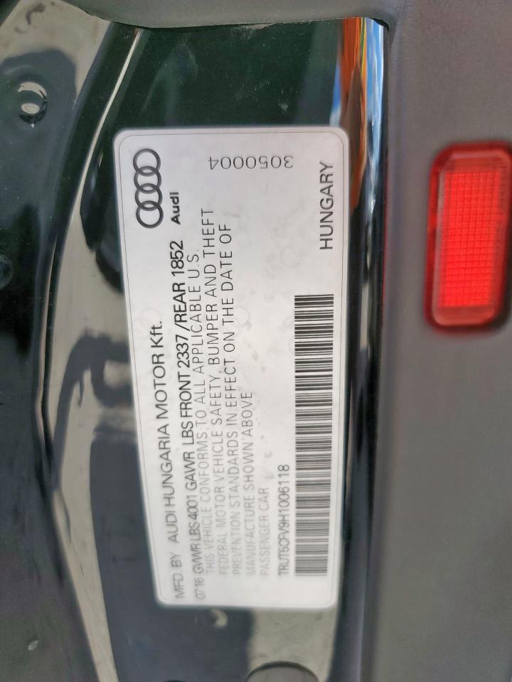 2017 Audi Tt VIN: TRUT5CFV9H1006118 Lot: 92472125