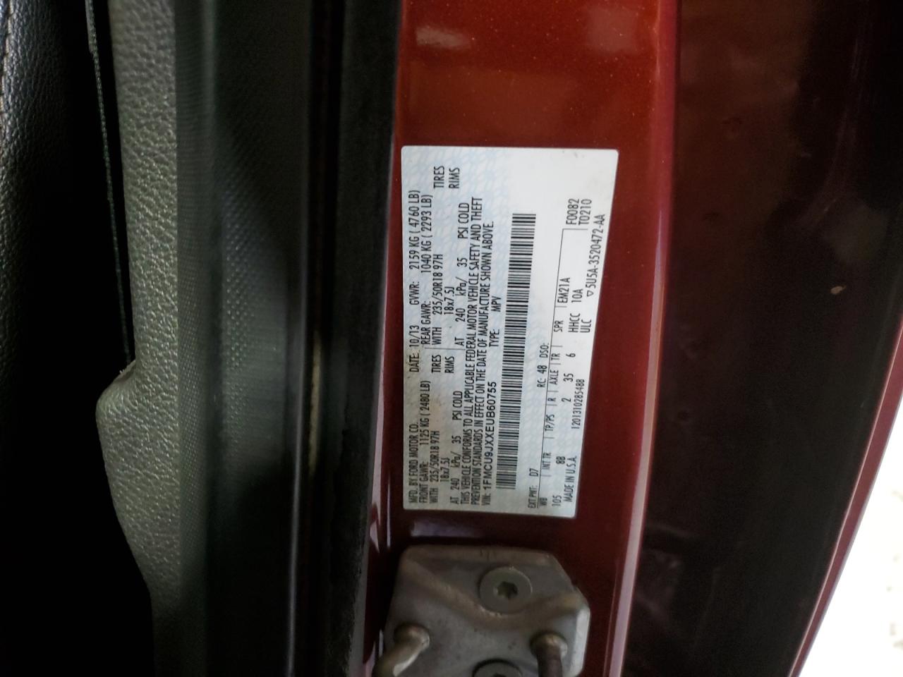 2014 Ford Escape Titanium VIN: 1FMCU9JXXEUB60755 Lot: 92186215