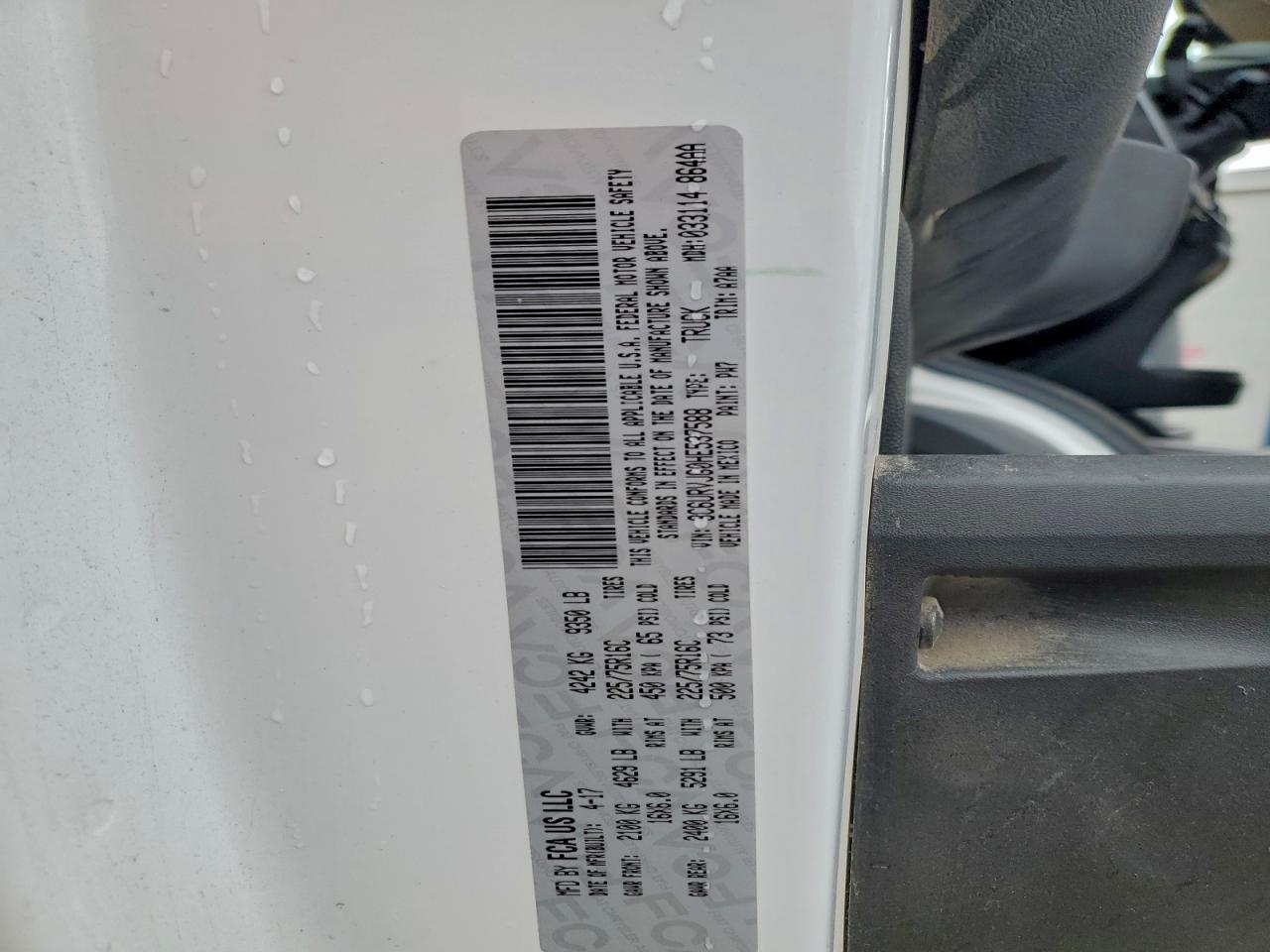 2017 Ram Promaster 3500 3500 High VIN: 3C6URVJG0HE537588 Lot: 94053355