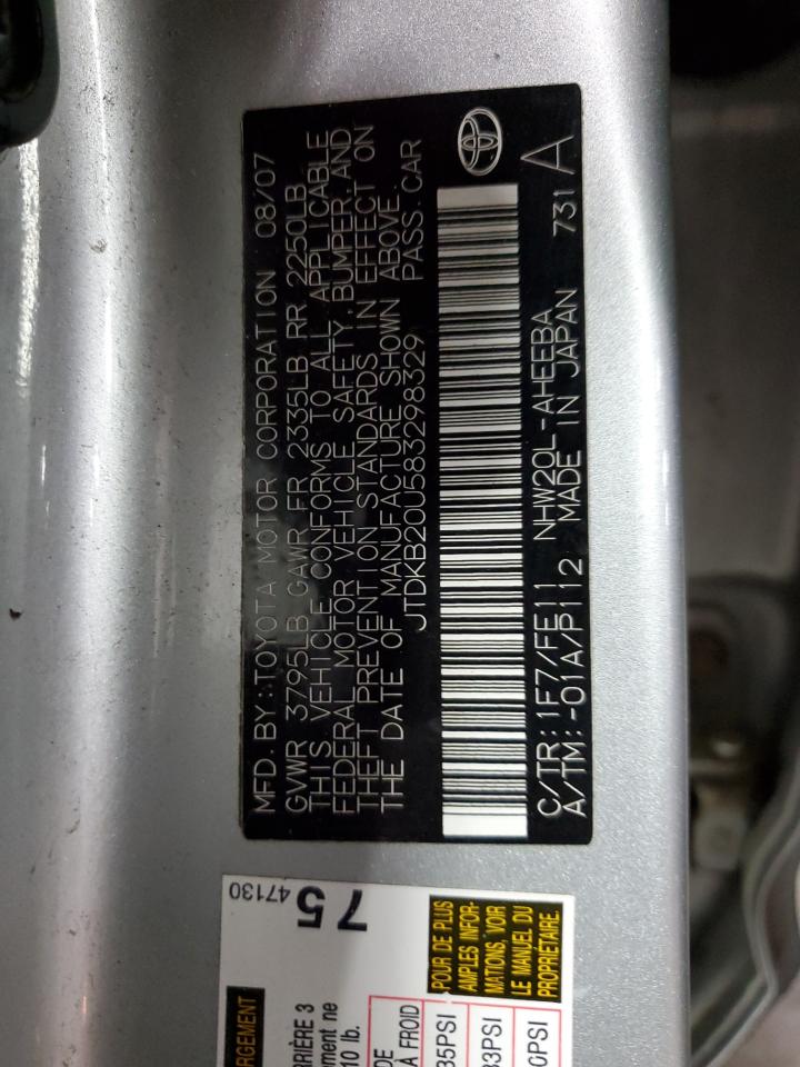 2008 Toyota Prius VIN: JTDKB20U583298329 Lot: 93725285