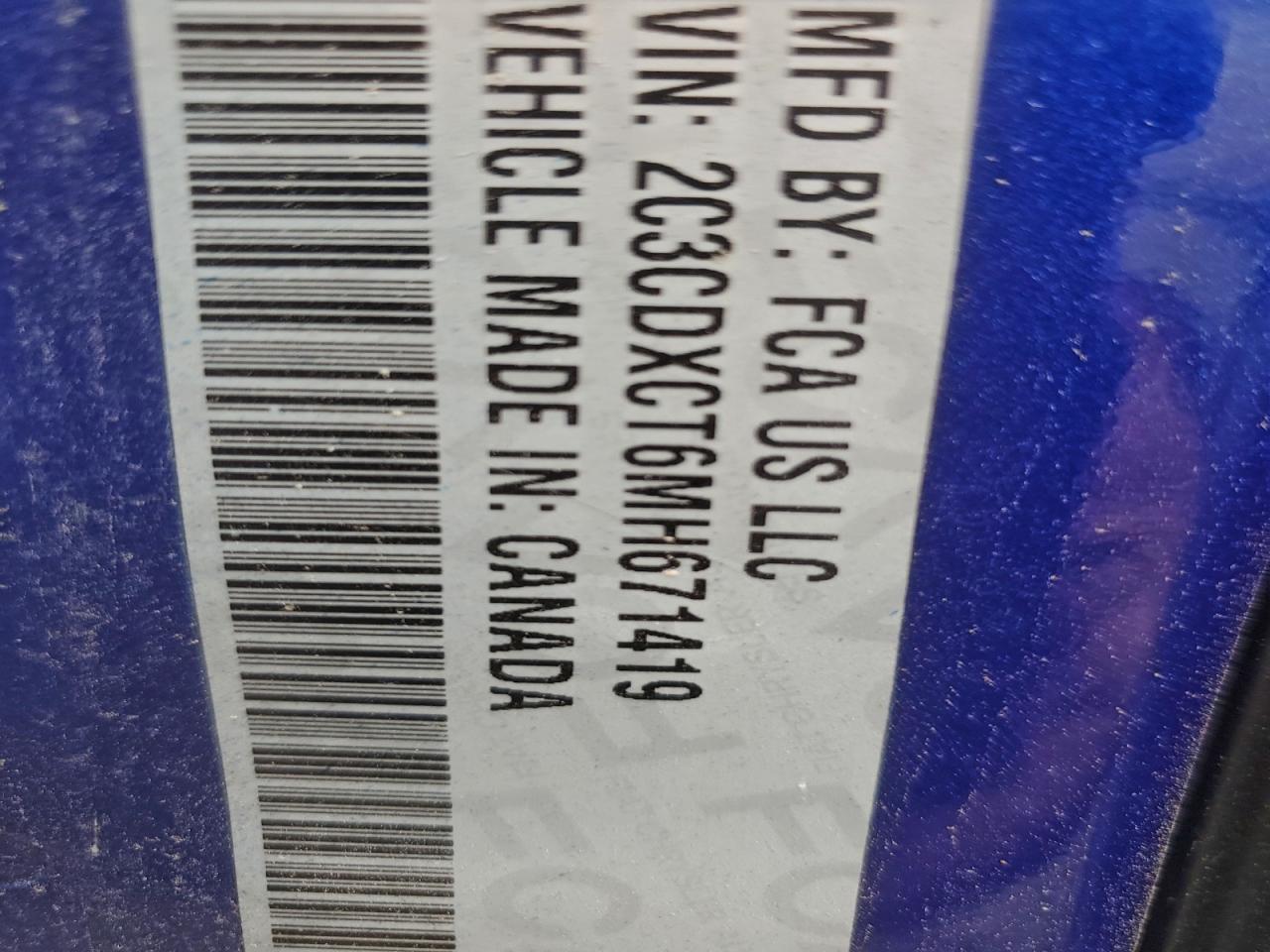 2021 Dodge Charger R/T VIN: 2C3CDXCT6MH671419 Lot: 85774625