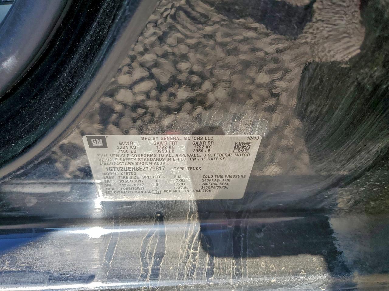 2014 GMC Sierra K1500 Sle VIN: 1GTV2UEH8EZ179817 Lot: 93855765
