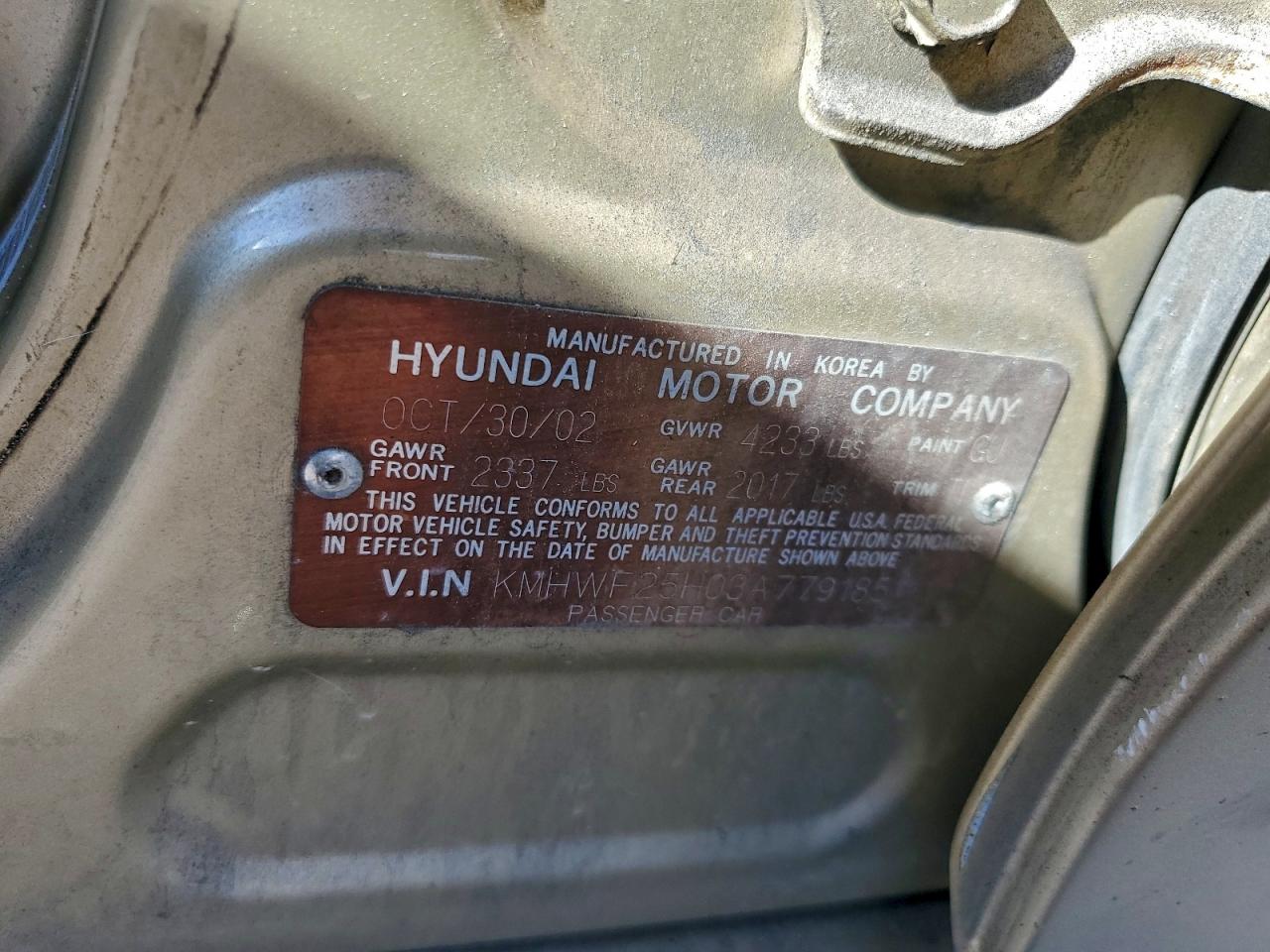2003 Hyundai Sonata Gl VIN: KMHWF25H03A779185 Lot: 94490725