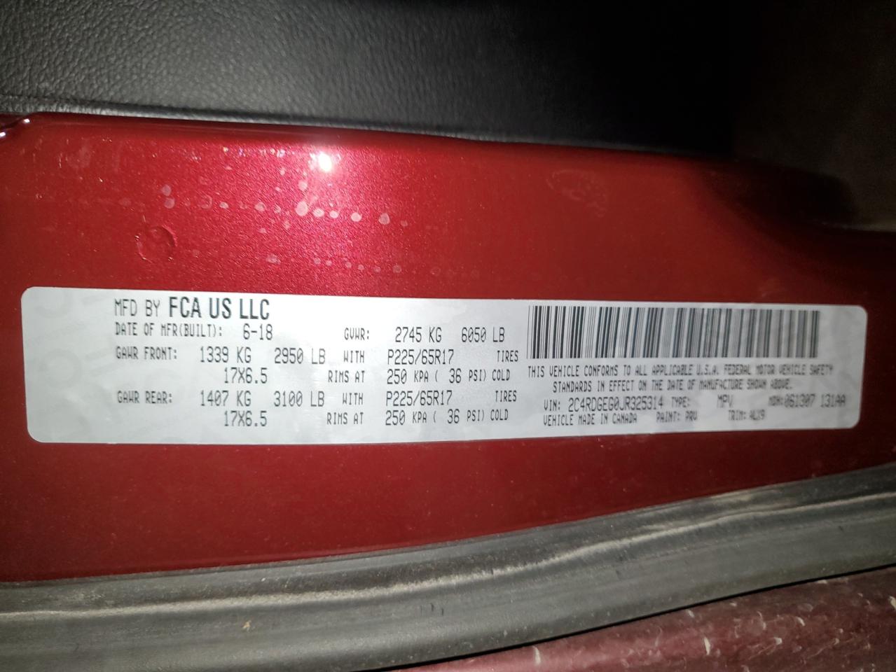 2018 Dodge Grand Caravan Gt VIN: 2C4RDGEG0JR325314 Lot: 90654865