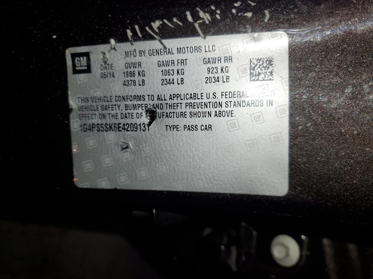 2014 Buick Verano VIN: 1G4PS5SK6E4209131 Lot: 93289215