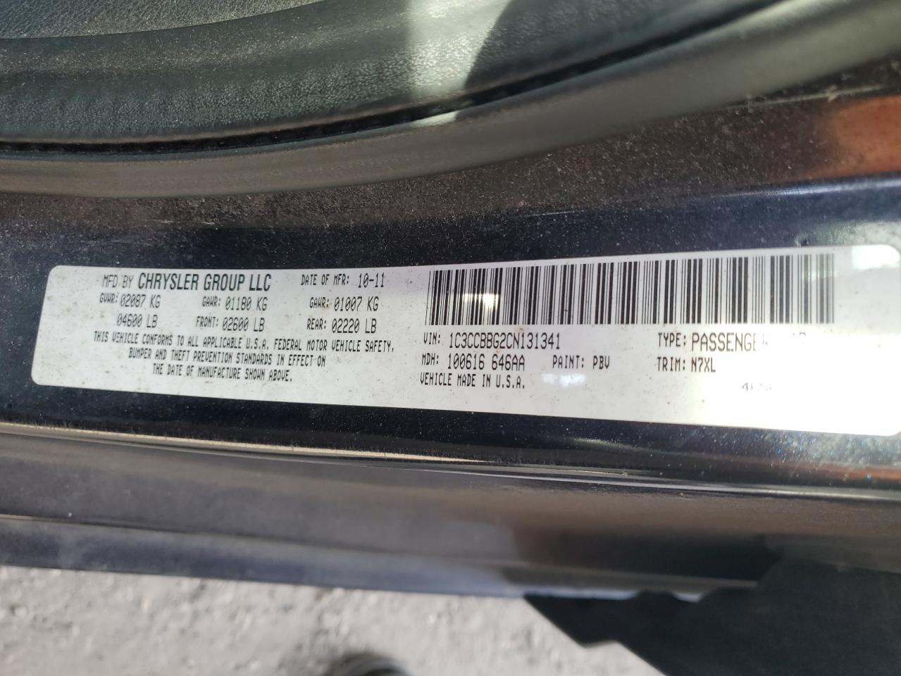 2012 Chrysler 200 Touring VIN: 1C3CCBBG2CN131341 Lot: 91639935