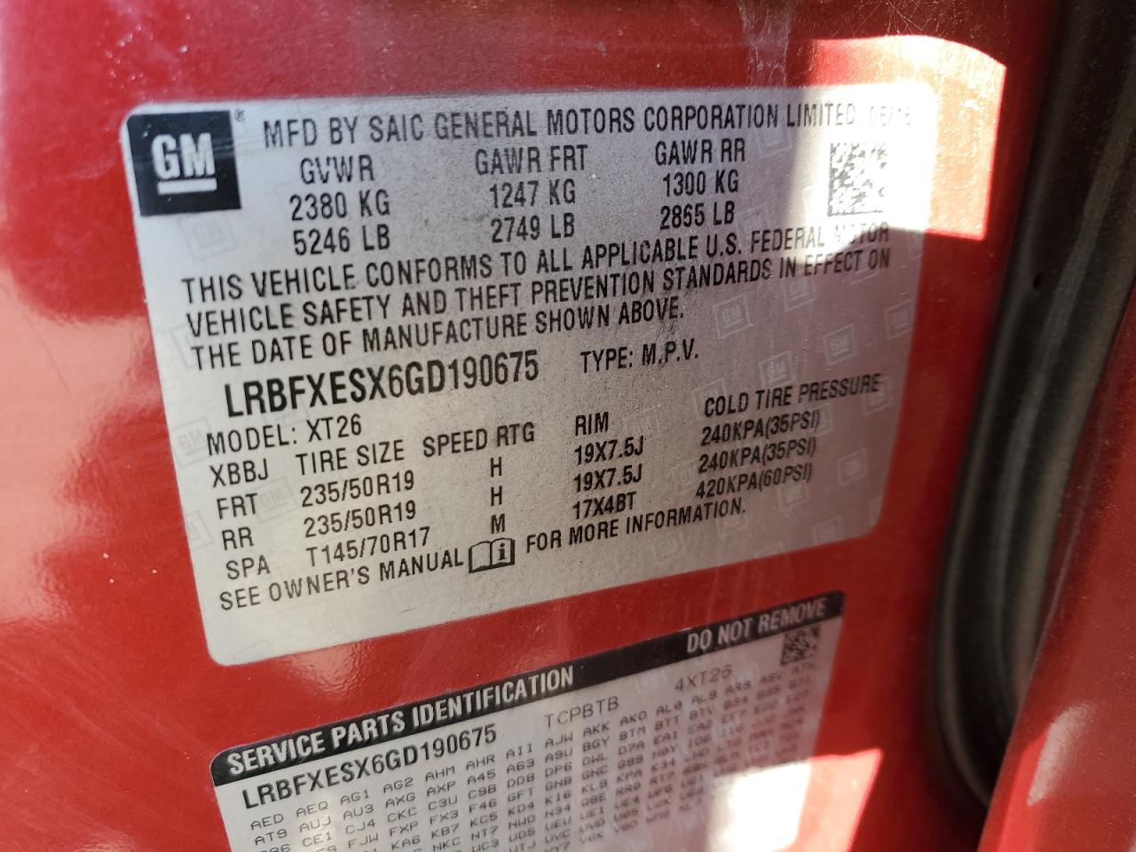 2016 Buick Envision Premium VIN: LRBFXESX6GD190675 Lot: 91251475