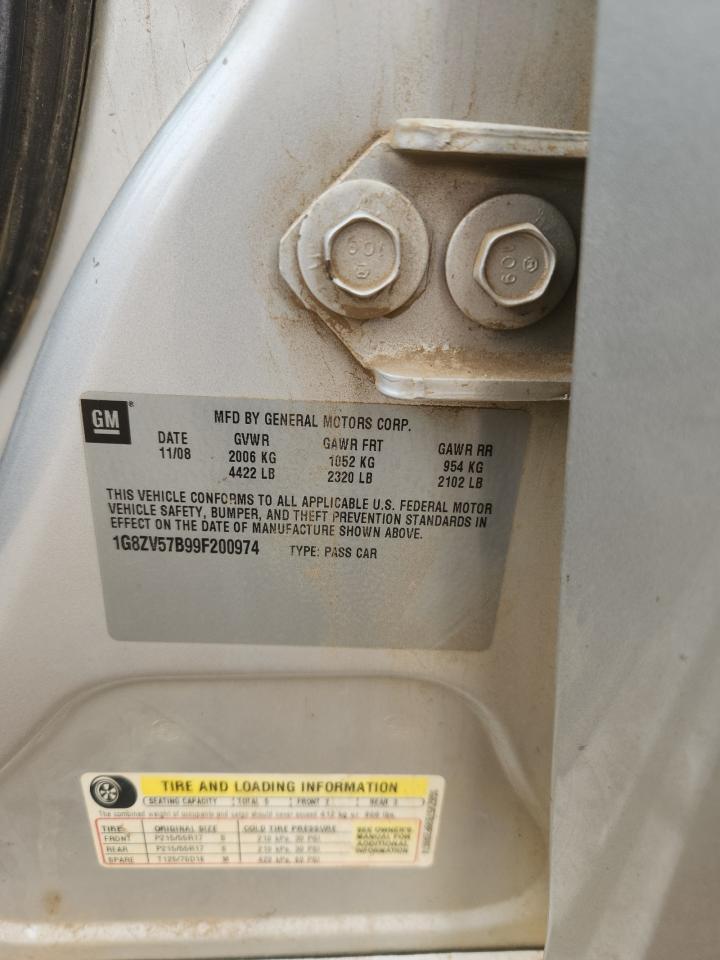 2009 Saturn Aura Xr VIN: 1G8ZV57B99F200974 Lot: 92533195