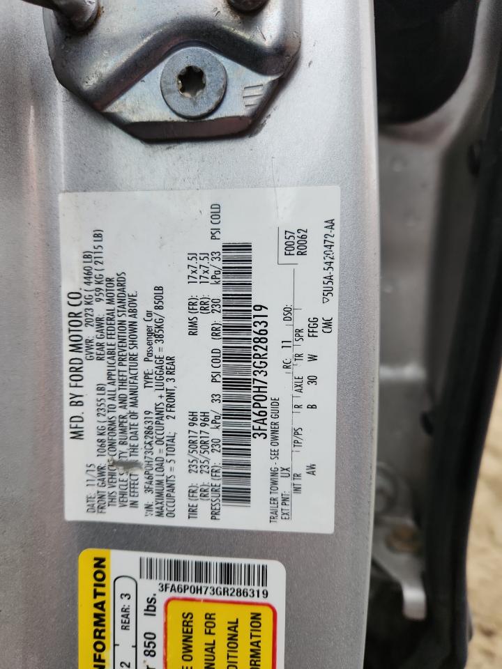 2016 Ford Fusion Se VIN: 3FA6P0H73GR286319 Lot: 93003595