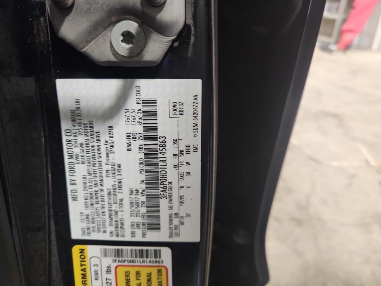 2020 Ford Fusion Se VIN: 3FA6P0HD1LR145863 Lot: 91098525