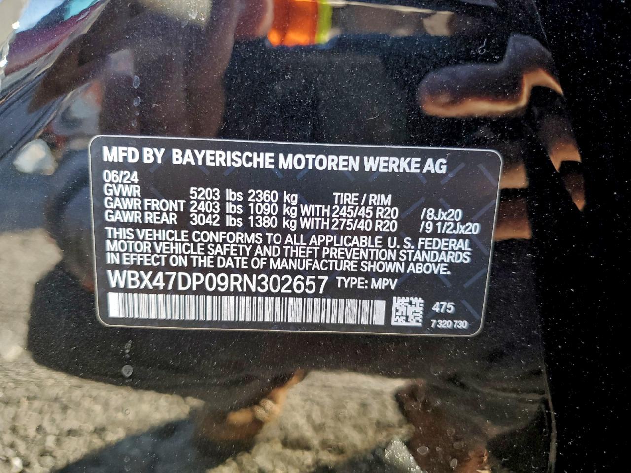 2024 BMW X3 Sdrive30I VIN: WBX47DP09RN302657 Lot: 93604925