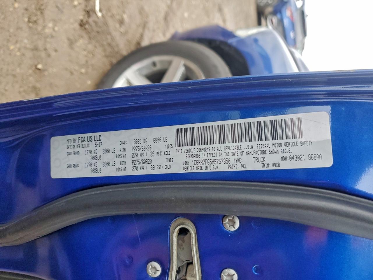 2017 Ram 1500 St VIN: 1C6RR7FG5HS757350 Lot: 92782705