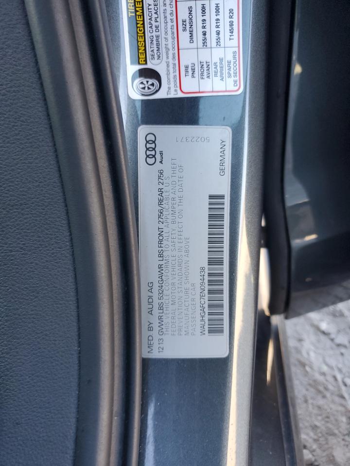 2014 Audi A6 Prestige VIN: WAUHGAFC7EN094438 Lot: 92676445