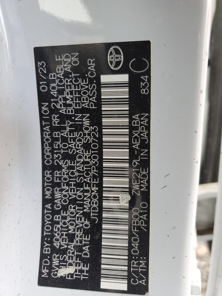 2023 Toyota Corolla Le VIN: JTDBCMFE7P3010723 Lot: 91480475