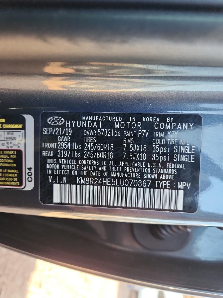 2020 Hyundai Palisade Sel VIN: KM8R24HE5LU070367 Lot: 93057145