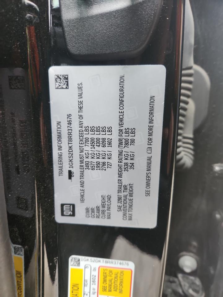 2024 GMC Yukon Denali VIN: 1GKS2DKT8RR374676 Lot: 93236705