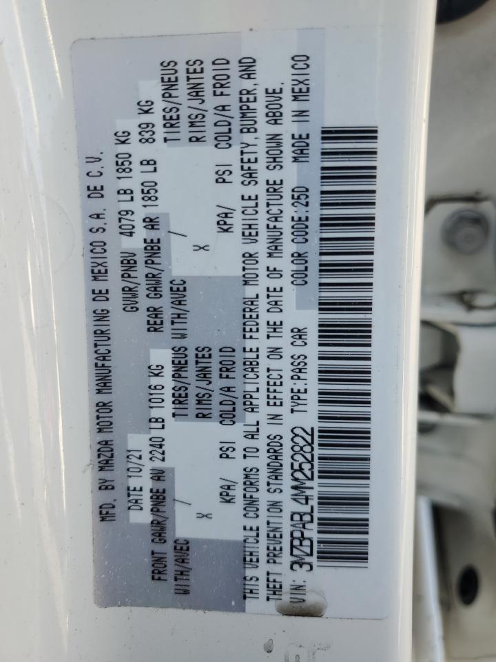 2021 Mazda 3 Select VIN: 3MZBPABL4MM252822 Lot: 90501475