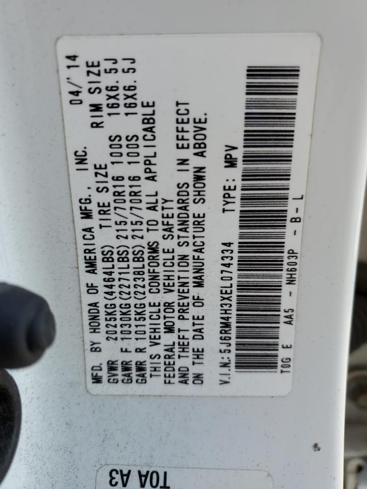 2014 Honda Cr-V Lx VIN: 5J6RM4H3XEL074334 Lot: 93372545