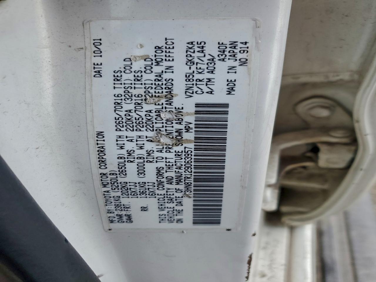 2002 Toyota 4Runner Limited VIN: JT3HN87R129063957 Lot: 94496825