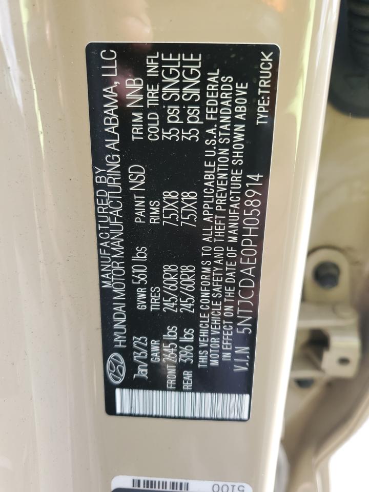 2023 Hyundai Santa Cruz Sel VIN: 5NTJCDAE0PH058914 Lot: 91113505