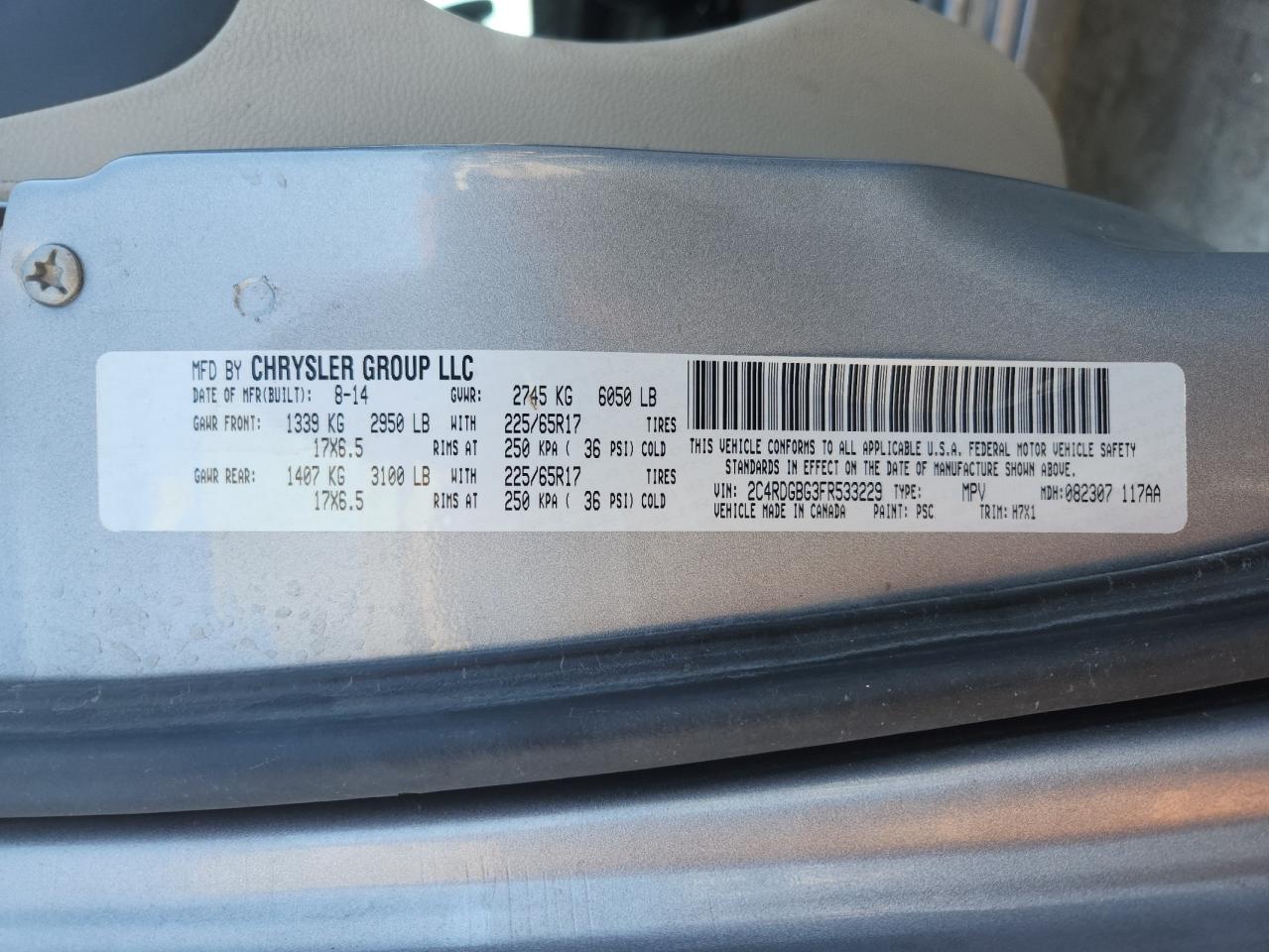 2015 Dodge Grand Caravan Se VIN: 2C4RDGBG3FR533229 Lot: 93013035