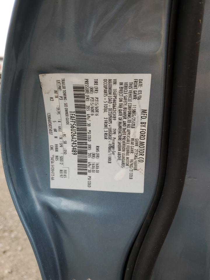 2006 Ford Taurus Sel VIN: 1FAFP56U26A243489 Lot: 93811695