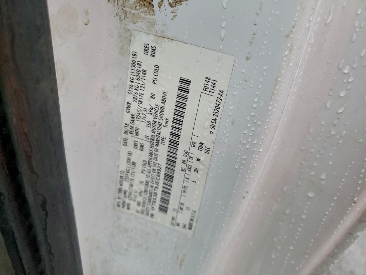 2018 Ford F350 Super Duty VIN: 1FT8X3BT8JEC88927 Lot: 94217435