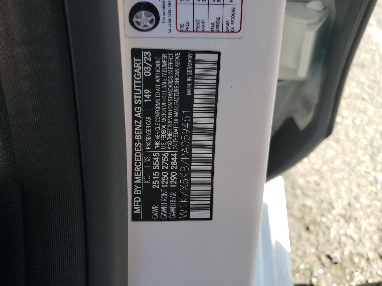 2023 Mercedes-Benz Amg Gt 43 VIN: W1K7X5KB7PA059451 Lot: 91992555