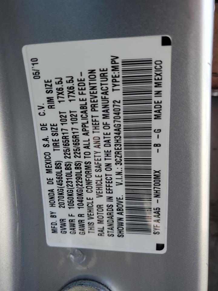 2010 Honda Cr-V Lx VIN: 3CZRE3H34AG704072 Lot: 91282815