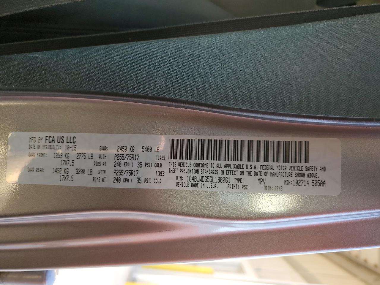 2016 Jeep Wrangler Unlimited Sport VIN: 1C4BJWDG5GL138061 Lot: 90619425