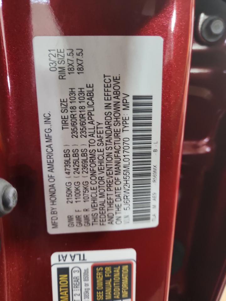 2021 Honda Cr-V Ex VIN: 5J6RW2H55ML017070 Lot: 92385575