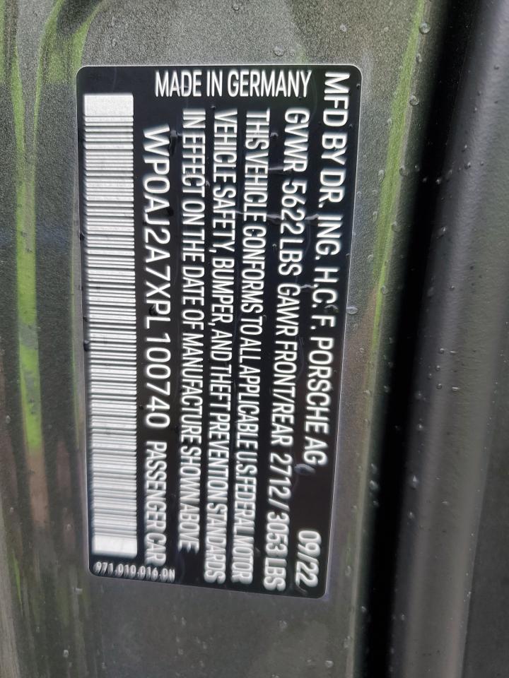 2023 Porsche Panamera Base VIN: WP0AJ2A7XPL100740 Lot: 92666605