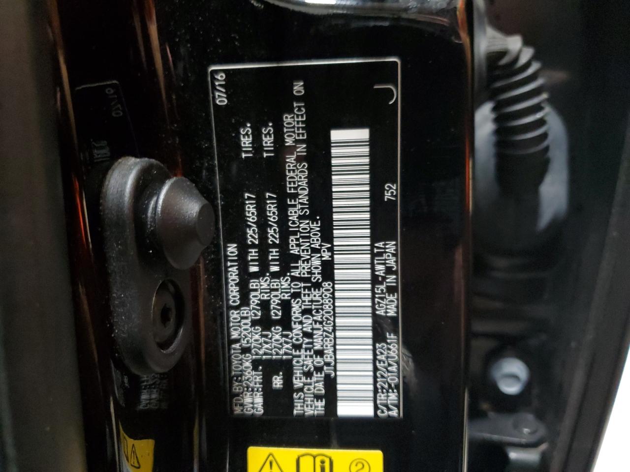 2016 Lexus Nx 200T Base VIN: JTJBARBZ4G2088908 Lot: 92855115