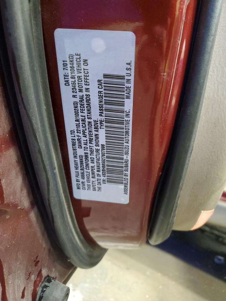 2002 Subaru Legacy Outback VIN: 4S3BH665527607996 Lot: 91366065