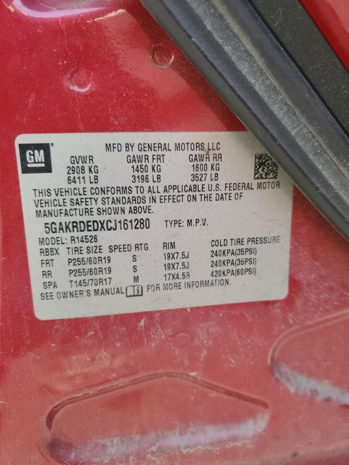 2012 Buick Enclave VIN: 5GAKRDEDXCJ161280 Lot: 92791395