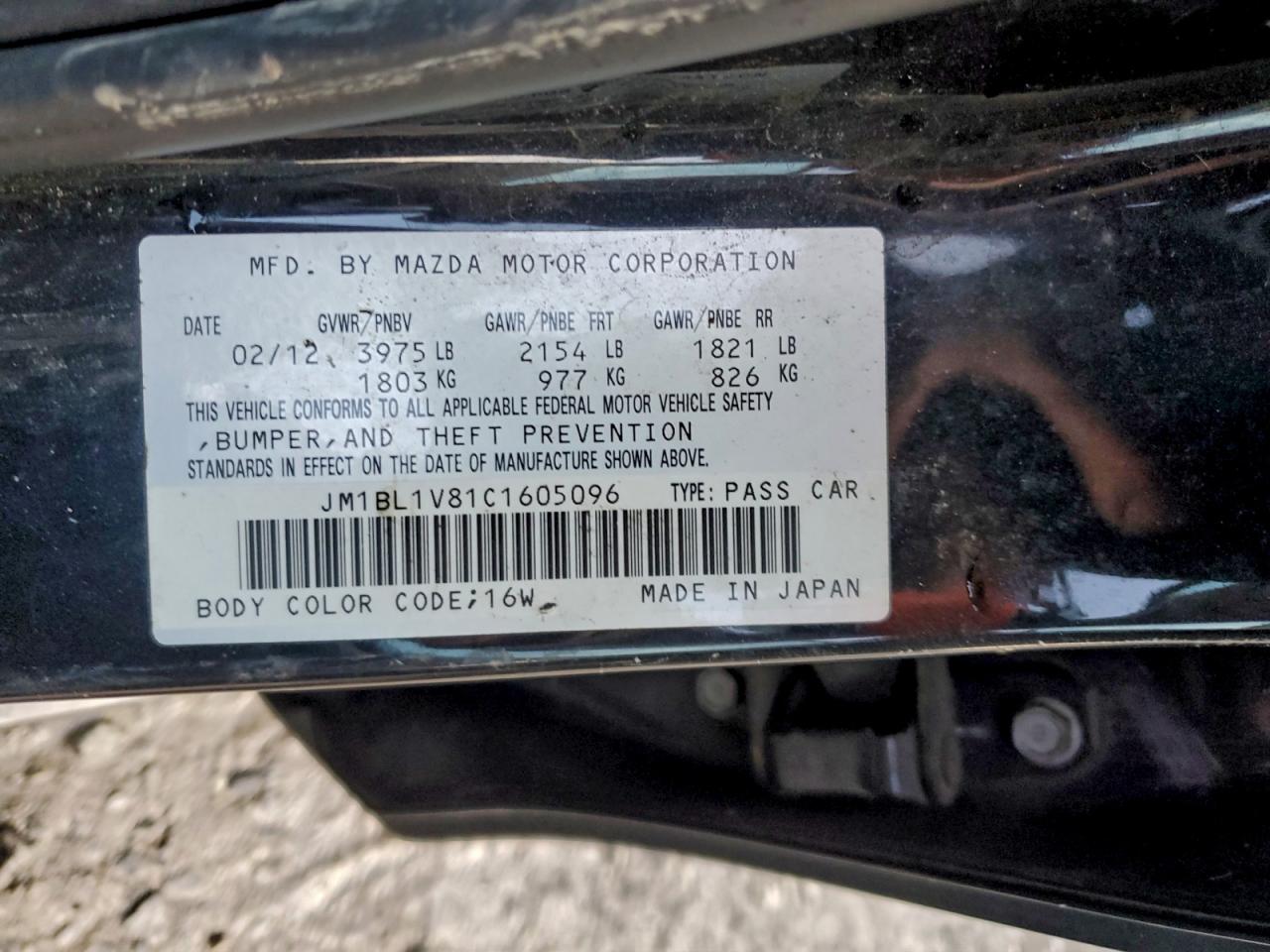 2012 Mazda 3 I VIN: JM1BL1V81C1605096 Lot: 94366335