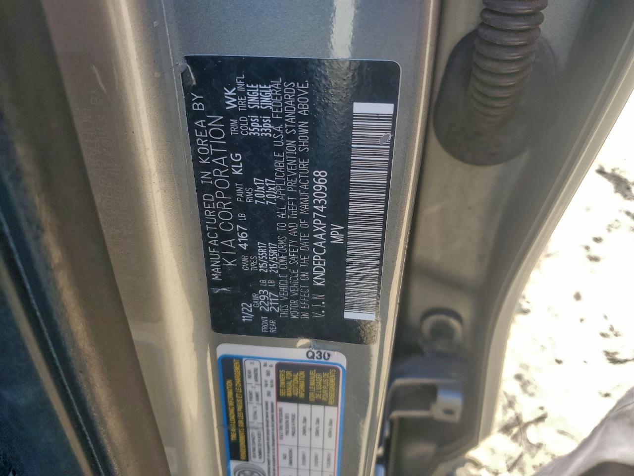 2023 Kia Seltos Lx VIN: KNDEPCAAXP7430968 Lot: 94309905